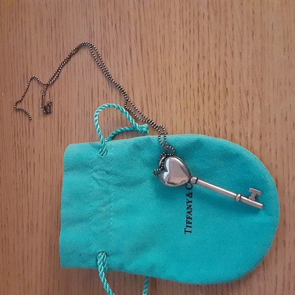 Tiffany & Co. Silver Heart Key Necklace-Vintage - Picture 3 of 9